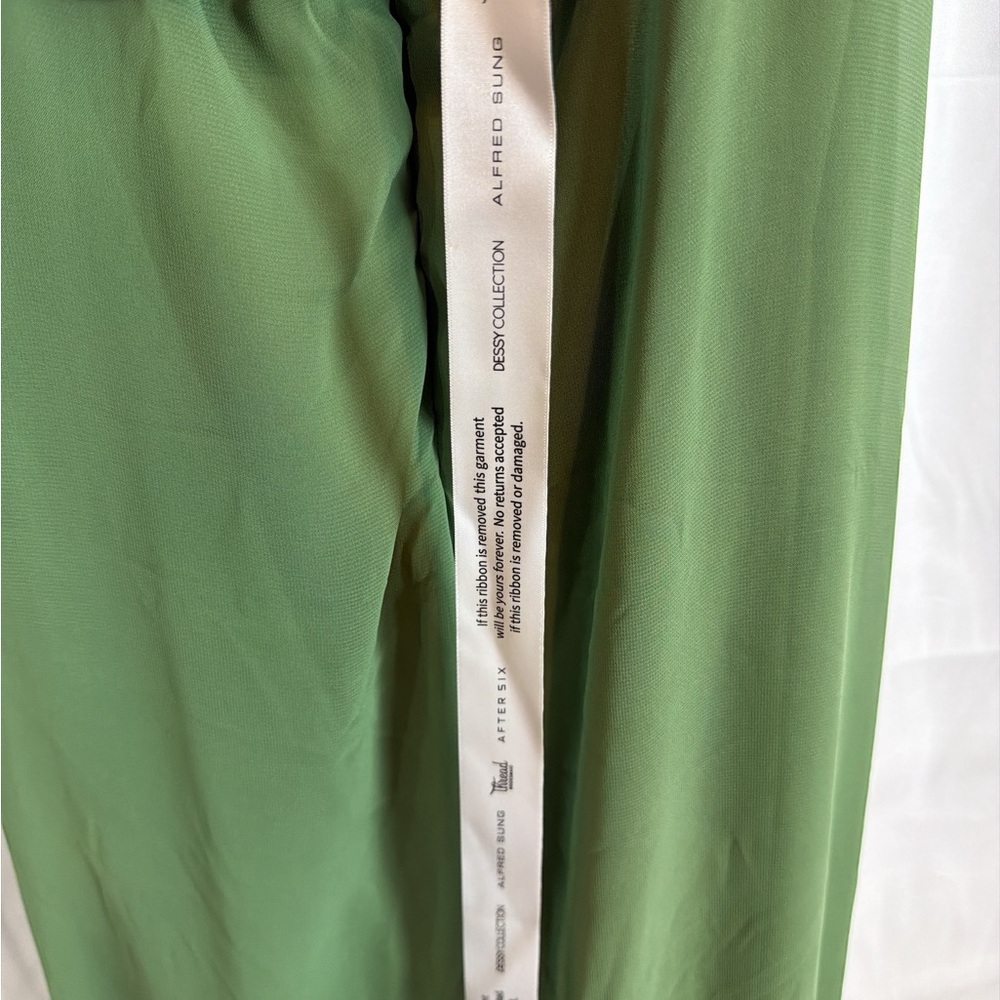 Vivian Diamon Dessy Collection Backless/Strappy Vineyard Green Chiffon Dress - Picture 6 of 8